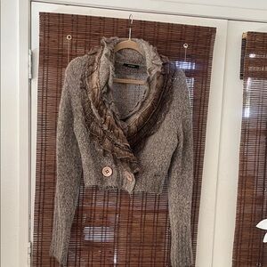 Chic Gray and Brown Women's Cardigan